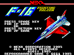F-16 Fighting Falcon (Japan) Title Screen